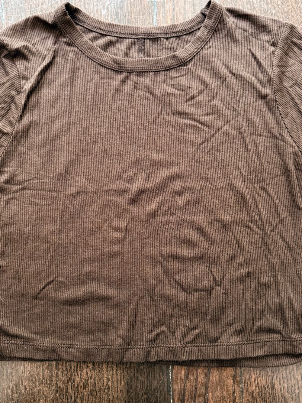 PacSun Black Ribbed Short Sleeve  Basics Crop Tee brown small - Picture 3 of 7